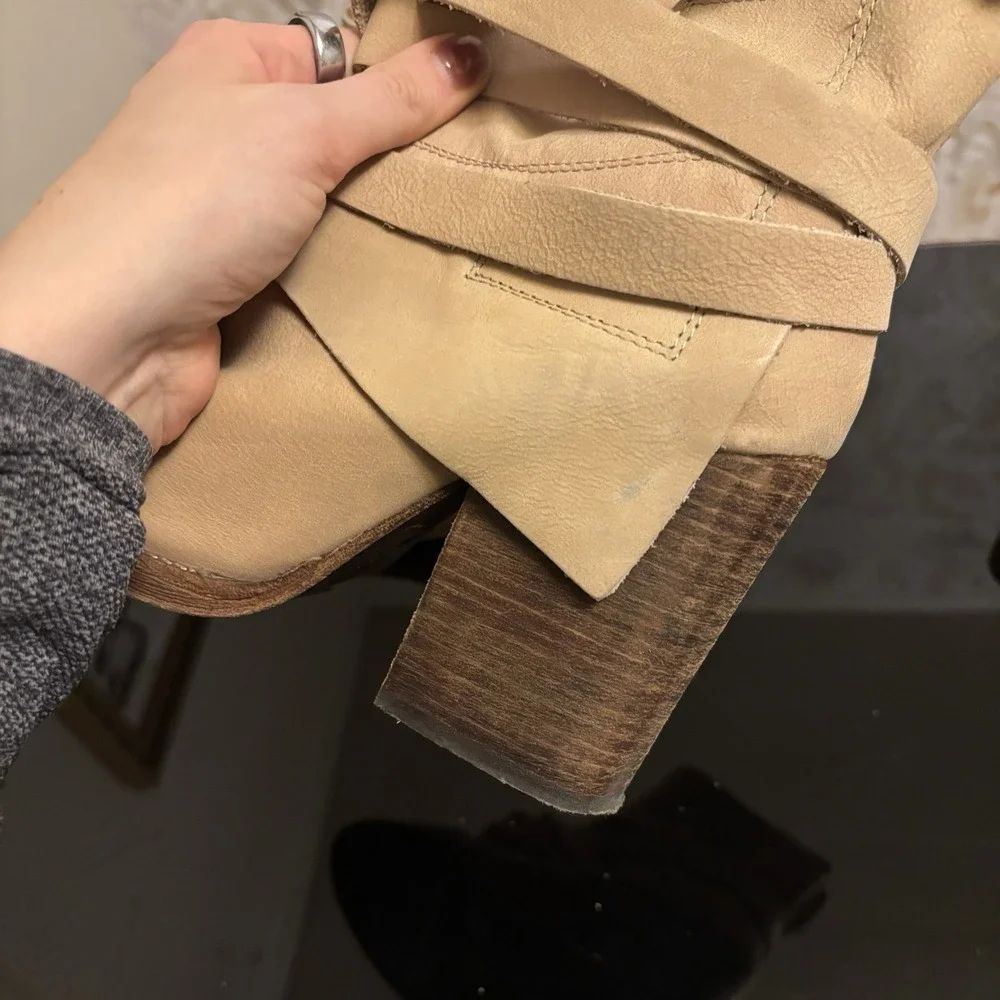 Free People Royal Rush Ankle‎ Boots Leather 38 8 Tan Boho Festival Rodeo Western